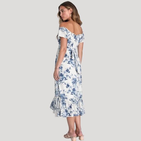 Lulus Women's Delightfully Sweet White Floral Off The Shoulder Midi Dress NWT XL - Picture 3 of 14
